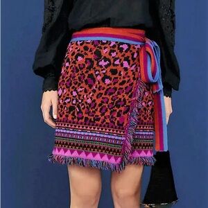 Farm Rio Red Ainika Tapestry Sweater Wrap Skirt